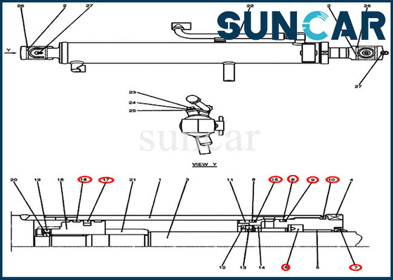 কেস সিলিং কিট PV01V00051R300 বুম/ আর্ম মেরামত সিল কিট ফিট CX27B ক্রলার এক্সকাভেটর