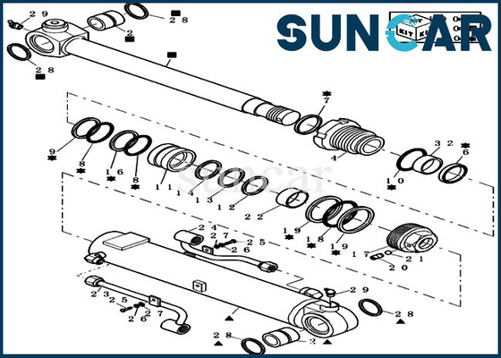 CX27B মিনি ক্রলার এক্সকাভেটর 72280471 বুম/ আর্ম সিলিন্ডার রিপ্লেসমেন্ট কিট হাইড্রোলিক অয়েল সিল কিট