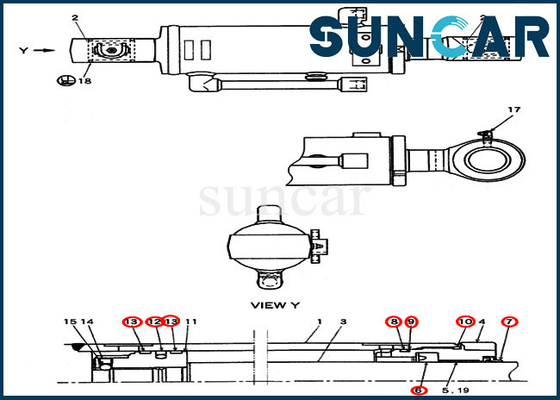 PV01V00047R300 ব্লেড সিলিন্ডার সার্ভিস কিট এক্সকাভেটর CX27B কেস ডোজার রিপ্লেসমেন্ট সিল কিট