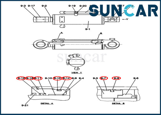 PY01V00040R400 ডোজার মেরামত সিল কিট কেস মডেল CX50B হাইড্রোলিক সিলিন্ডার প্রতিস্থাপন পরিষেবা কিট