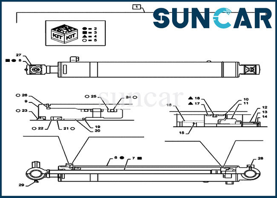PS01V00002R400 আর্ম সিলিন্ডার পিস্টন রড সিল কিট ফিট CASE ক্রলার এক্সকাভেটর মডেল CX55B