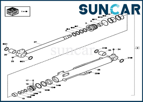 CX17C কেস XKCC-01524 বুম CYL সিলিং কিট XKCC01524 মিনি এক্সকাভেটর সিলিন্ডার সার্ভিস কিট