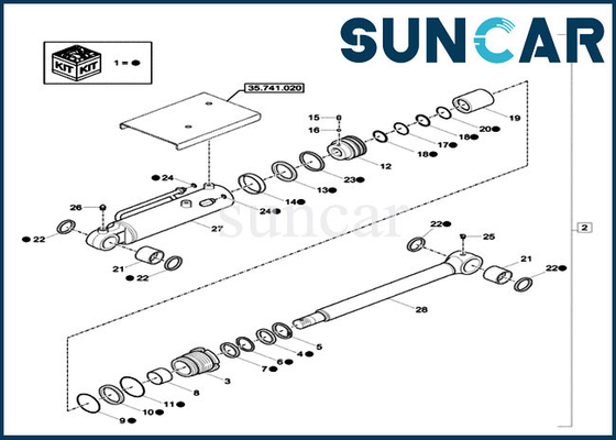 কেস XKCC-00458 OEM ডোজার ব্লেড সিল কিট XKCC00458 CX18C খননকারীর জন্য হাইড্রোলিক সিলিন্ডার কিট