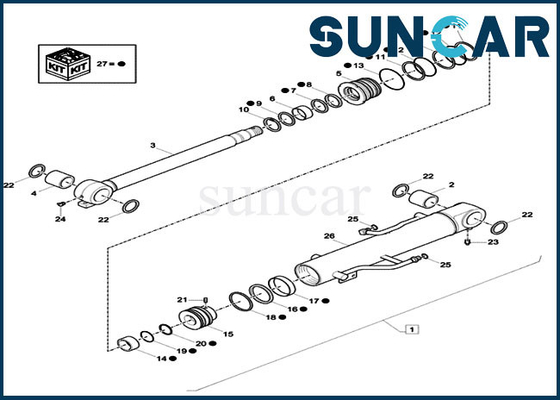XKCD-01373 বুম CYL সীল কিট XKCD01373 সীল মেরামত কিট ফিট মডেল CX26C কেস মিনি ক্রলার এক্সকাভেটর
