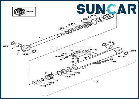 XKCD-03431 XKCD03431 কেস CX26C সেফটি ভালভ হাইড্রোলিক সিলিন্ডার সার্ভিস কিটের জন্য বুম সিলিং কিট