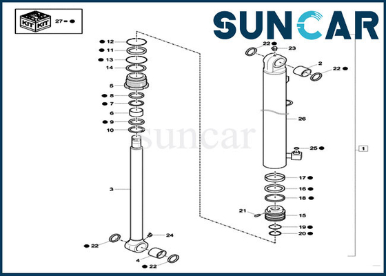 CX26C কেস বালতি সীল কিট XKCD-03350 ক্রলার এক্সকাভেটর সিলিন্ডার সীল মেরামত কিট XKCD03350