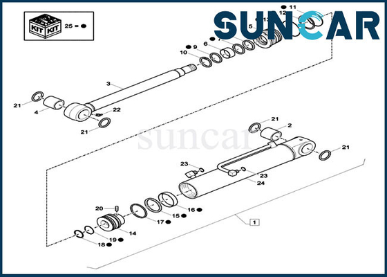 XKCD-01397 হাইড্রোলিক সিলিং কিট কেস পার্ট CX26C XKCD01397 বুম সুইং সিলিন্ডার সিল কিট
