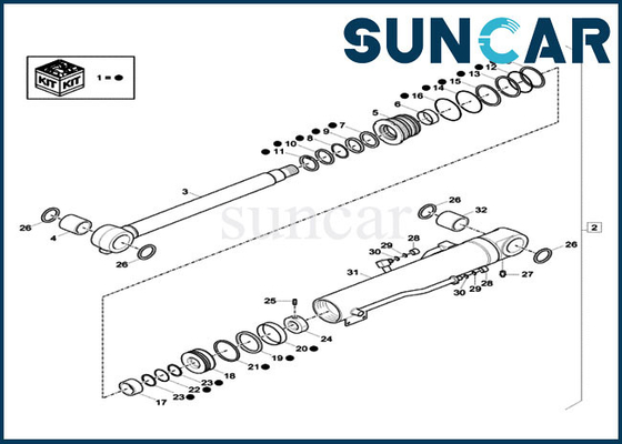 XKCD-03076 XKCD03076 বুম সিলিন্ডার সিল কিট CASE CX60C CX57C এক্সকাভেটর হাইড্রোলিক সিলিং কিট