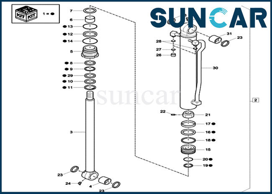 বালতি সিল কিট XKCD-03080 CASE CX57C XKCD03080 হাইড্রোলিক সিলিন্ডার মেরামত তেল সিল কিট