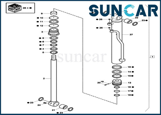 বালতি মেরামতের কিটস XKCC-00987 XKCC00987 হাইড্রোলিক সিলিন্ডার সিল কিট ফিট মডেল CX60C কেস নির্মাণ