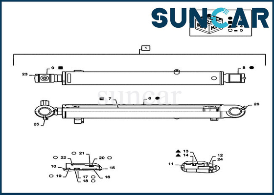 PS01V00003R400 বালতি মেরামত সিল কিট কেস পার্টস CX55B এক্সকাভেটর হাইড্রোলিক সিলিন্ডার সার্ভিস কিট