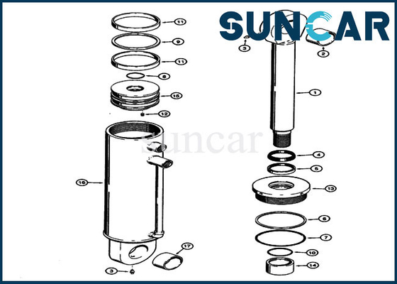 821B 821 কেস পার্টস S301013 লোডার অক্সিলিয়ারি সিলিন্ডার মেরামত সিল কিট প্রতিস্থাপন কিট