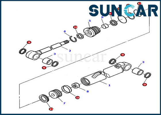 878000381 এক্সক্যাভেটর ইনার মেরামত গ্যাসকেট কিট PC05-7 PC07-2 Komatsu বুম সুইং সিলিং কিট