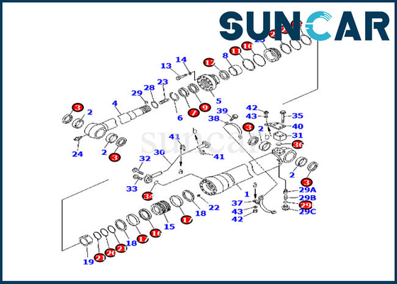 কোমাটসু এক্সক্যাভেটর PC220-7 PC220-7 এর জন্য বিদেশী সংস্করণ 707-99-58070 আর্ম সিলিন্ডার পরিষেবা কিট