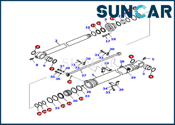খননকারী PC240LC-11 PC220-8M0 পরিষেবা অংশগুলির জন্য Komatsu 721-98-00270 বালতি সিলিন্ডার সিল মেরামত কিট