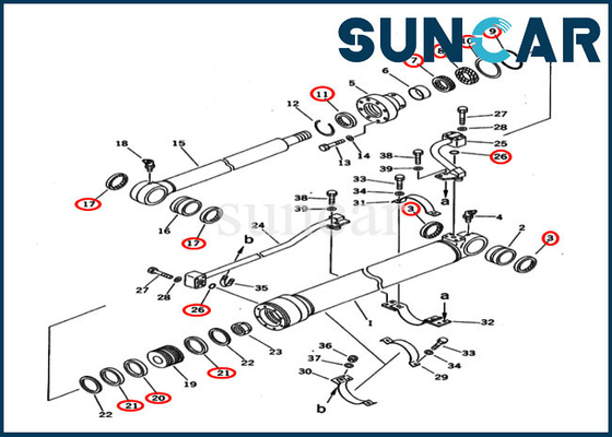 707-98-36210 বালতি সিলিন্ডার সিল কিট PC120-5C PC200-5C কাস্টম স্পেসিফিকেশন Komatsu পরিষেবা কিট