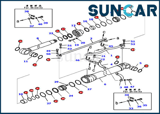 Komatsu PC200LC-8M0 PC210-10M0 এর জন্য সিল কিট সার্ভিস কিট 721-98-00660 বুম হাইড্রোলিক সিলিন্ডার