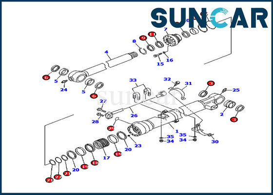 707-99-47570 বালতি সিলিং কিট PC200-7 PC200LC-7 মডেল কোমাটসু সিলিন্ডার মেরামত সিল কিট