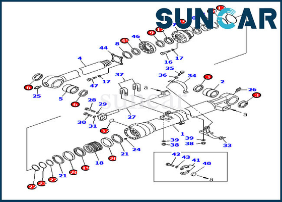 Komatsu PC200-8 HB205-1 HB215LC-1 এর জন্য সীল কিট 707-99-45070 বালতি পরিষেবা কিট হাইড্রোলিক সিলিন্ডার