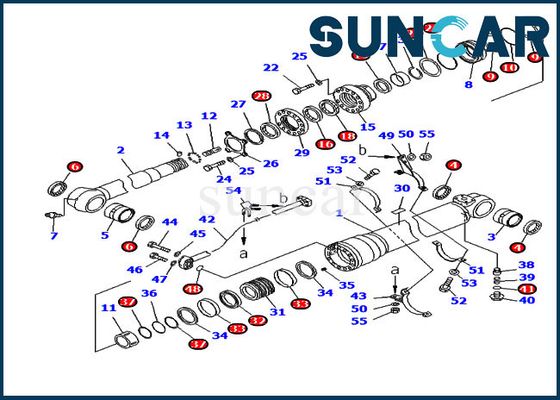 PC200-8 প্রতিস্থাপন যন্ত্রাংশ 707-99-50730 Komatsu আর্ম সিলিন্ডার সিল মেরামত কিট এক্সকাভেটর সিলিং কিট