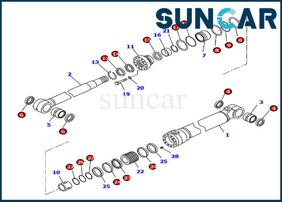 PC210-10 PC210LC-11 Komatsu এর জন্য 707-99-47050 7079947050 বুম সিল কিট হাইড্রোলিক সিলিন্ডার মেরামত কিট