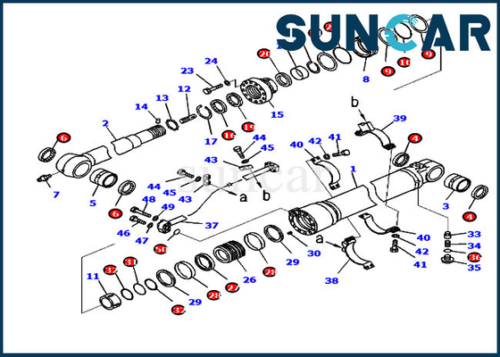 PC238USLC-11 PC210LC-10 Excavator 707-99-50520 Komatsu আর্ম সিলিন্ডার সার্ভিস কিট প্রতিস্থাপন কিট