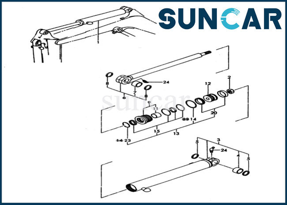 PC20FR-2 Komatsu অভ্যন্তরীণ অংশগুলির জন্য এক্সকাভেটর সিল কিট YM172173-72900 আর্ম সিলিন্ডার সিলিং কিট