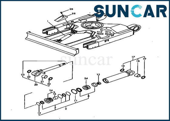 PC20FR-2 Komatsu YM172168-72010 ব্লেড সিল কিট হাইড্রোলিক সিলিন্ডার খননকারীর ভিতরের অংশ এবং কভার ফিট করে