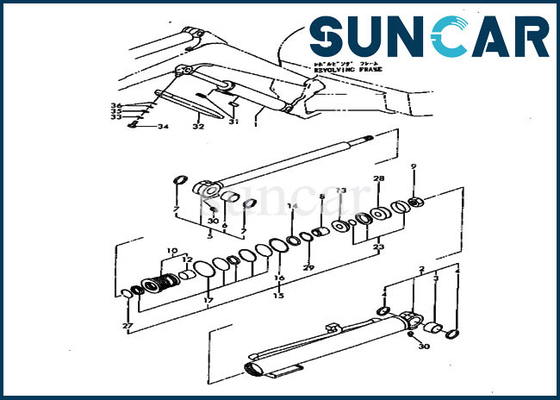 এক্সকাভেটর বুম সার্ভিস কিট YM172173-72870 PC20FR-2 Komatsu রিপ্লেসমেন্ট সিলিন্ডার সিল কিট