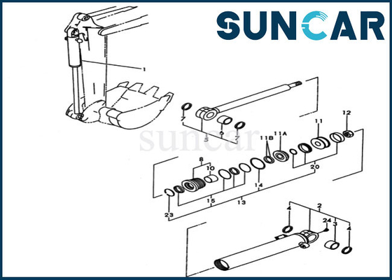 YM172173-72923 বালতি সীল মেরামতের কিট YM17217372923 Komatsu PC20FR-2 সিলিন্ডারের ভিতরের অংশগুলির জন্য