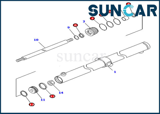 707-98-12590 7079812590 Komatsu PC120SC-6 PC200SC-7-M1 এর জন্য স্লাইড CAB সিলিন্ডার সিল কিট