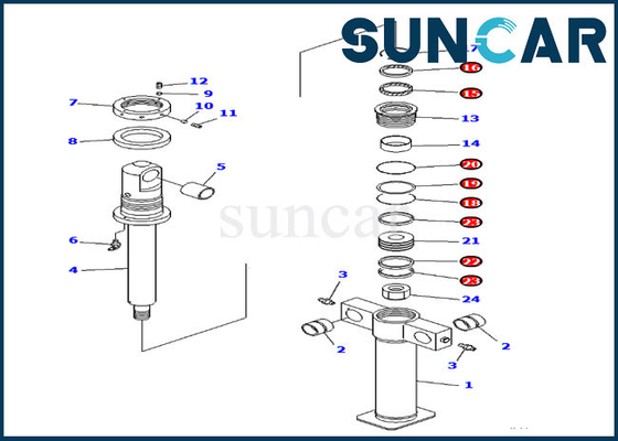 PC200SC-6 Komatsu অভ্যন্তরীণ যন্ত্রাংশ 707-98-47700 ক্ল্যামশেল বাকেট সিলিন্ডার সিলিং কিট পরিষেবা কিট