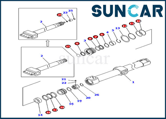KB3011A-00203 স্লাইড সিলিন্ডার সার্ভিস কিট KB3011A00203 PC200SC-6 Komatsu রিপ্লেসমেন্ট সিল কিট