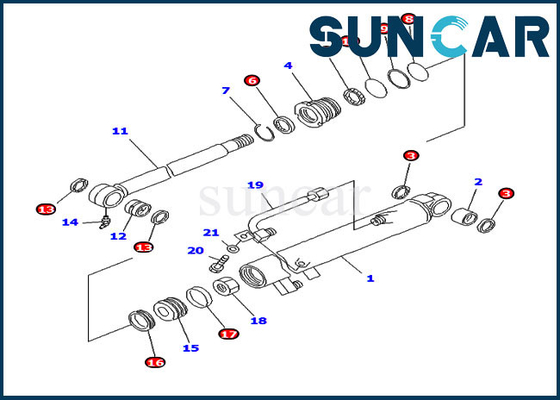 707-98-12280 7079812280 PC20MR-1 PC20R-8 Komatsu ভিতরের অংশগুলির জন্য বালতি সিলিন্ডার সিল মেরামতের কিট