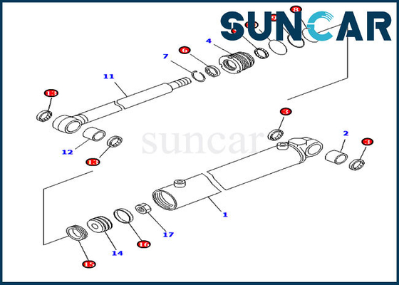 কোমাটসু PC20MR-1 PC20MRX-1 PC20R-8 এর জন্য সুইং সিলিন্ডার সিল কিট 707-98-14740 এক্সক্যাভেটর সার্ভিস কিট