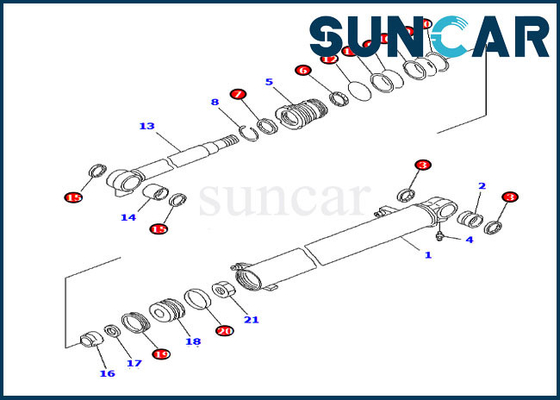কোমাটসু ইনার পার্টস 707-98-14760 বুম সিল কিট মডেল PC20MR-1 PC20MRX-1 সিলিন্ডার মেরামত কিট