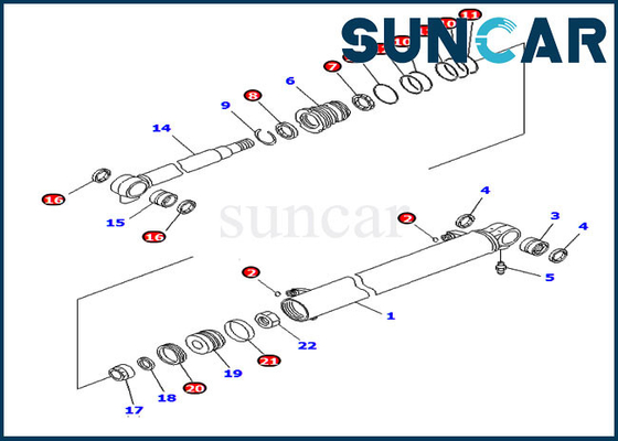 এক্সকাভেটর সিল কিট 707-98-14780 PC20MR-2 PC26MR-3 কোমাটসু বুম সার্ভিস কিট হাইড্রোলিক সিলিন্ডার 7079814780