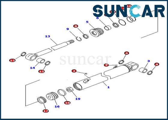 Komatsu PC20MR-2 PC26MR-3 প্রতিস্থাপন কিটের জন্য 707-98-14790 বুম সুইং সিলিন্ডার সিল কিট