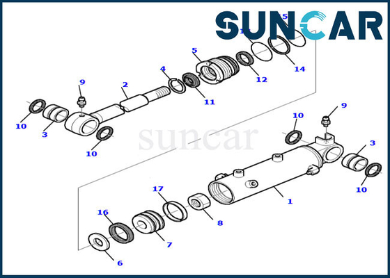 878000519 Komatsu PC20R-8 প্রতিস্থাপন পরিষেবা অংশগুলির জন্য ব্লেড সিল কিট হাইড্রোলিক সিলিন্ডার