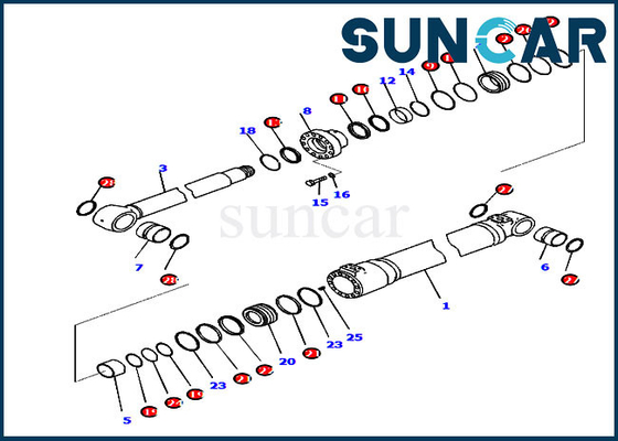 Komatsu PC210LCI-10 PC230NHD-11 ইইউ স্ট্যান্ডার্ড মেশিনের জন্য 721-98-00850 সিল কিট হাইড্রোলিক সিলিন্ডার