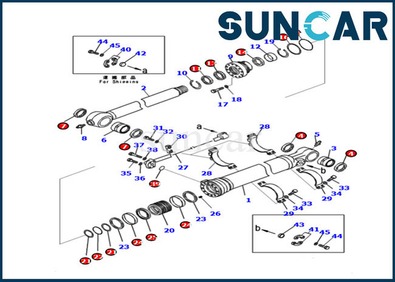 PC210LC-11 PC228US-11 মডেল কোমাটসু 721-99-47131 আর্ম সিলিন্ডার সীল মেরামত কিট এক্সক্যাভেটর তেল সীল কিট