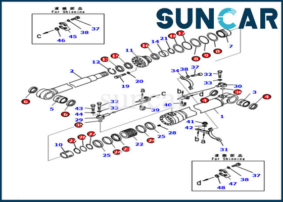 PC210LC-11 HB215LC-3 721-98-00860 Komatsu বুম সিলিন্ডার সার্ভিস কিট এক্সকাভেটর সিল কিট