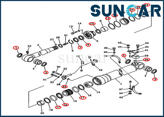 707-99-58350 PC220-6Z PC230LC-6 Komatsu এক্সক্যাভেটর আর্ম সিলিন্ডারের জন্য সীল কিট প্রতিস্থাপন পরিষেবা কিট