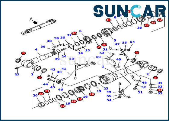 খননকারী পরিষেবা কিট 707-99-59381 PC220-7 বিদেশী সংস্করণ Komatsu জন্য আর্ম মেরামত সীল কিট