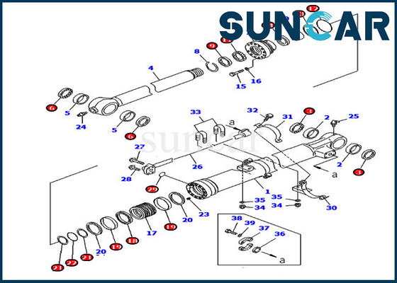 707-99-58060 বিদেশী সংস্করণ PC220LC-7 PC270-7 Komatsu সিলিন্ডার কিটগুলির জন্য বালতি সীল মেরামত কিট
