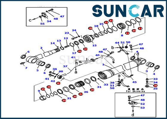 PC220-8M0 PC240LC-10 707-99-59430 Komatsu আর্ম সিলিন্ডার সিল কিট 7079959430 এক্সকাভেটর সার্ভিস কিট