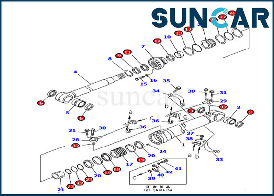 Komatsu খননকারী PC220LC-7L PC240LC-7K এর জন্য 707-00-50620 পরিষেবা কিট বুম সিলিন্ডার সিল কিট
