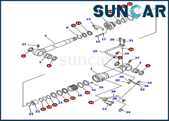 Komatsu 707-99-58390 ব্লেড সিলিন্ডার সিলিং কিট ফিট PC228US-3 PC228USLC-3 ওভারসিজ সংস্করণ এক্সকাভেটর
