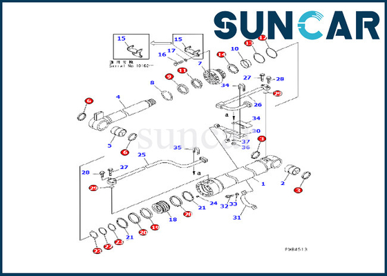 Komatsu 707-98-46220 বুম সিলিন্ডার সিলিং কিট PC228USLC-1 PC228USLC-2 এক্সকাভেটরের জন্য ফিট করে