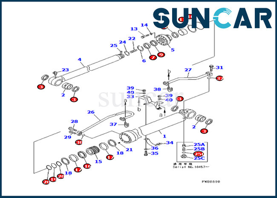 এক্সকাভেটর আর্ম সিল কিট 707-99-57260 PC228UU-1 কোমাটসু মেরামত কিট হাইড্রোলিক সিলিন্ডার